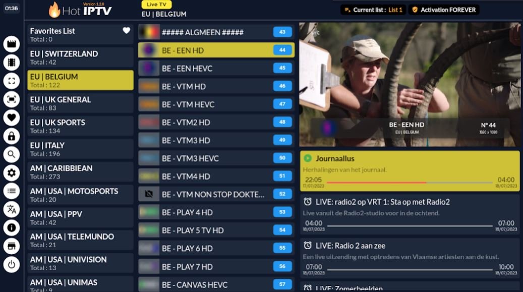 Interface Hot Player compatible Adult IPTV