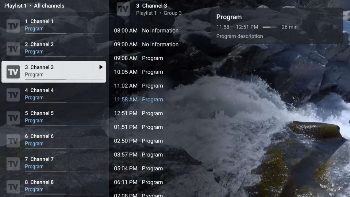 Interface TiviMate compatible Adult IPTV